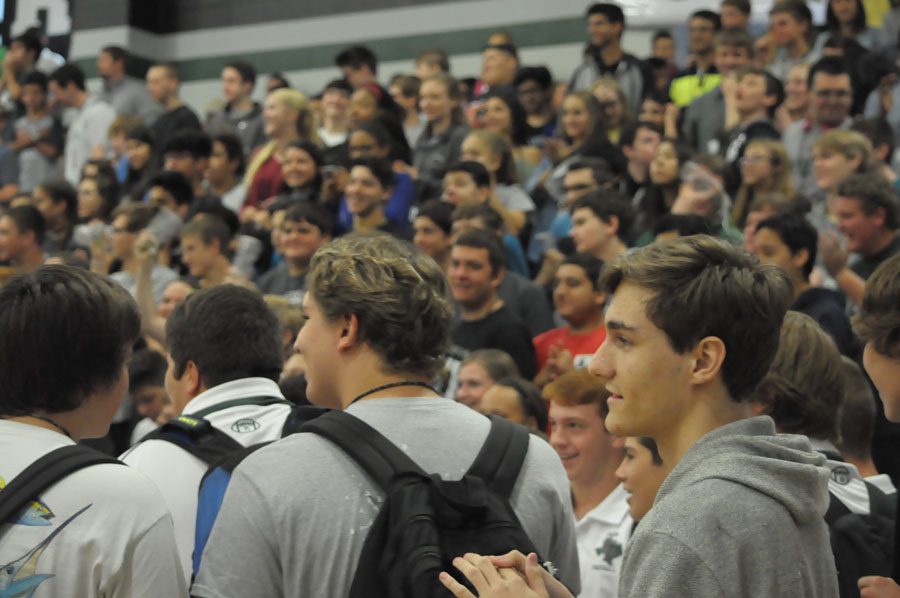 During pep rallies, bleachers are often over populated. 