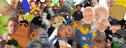A collage of memes. 