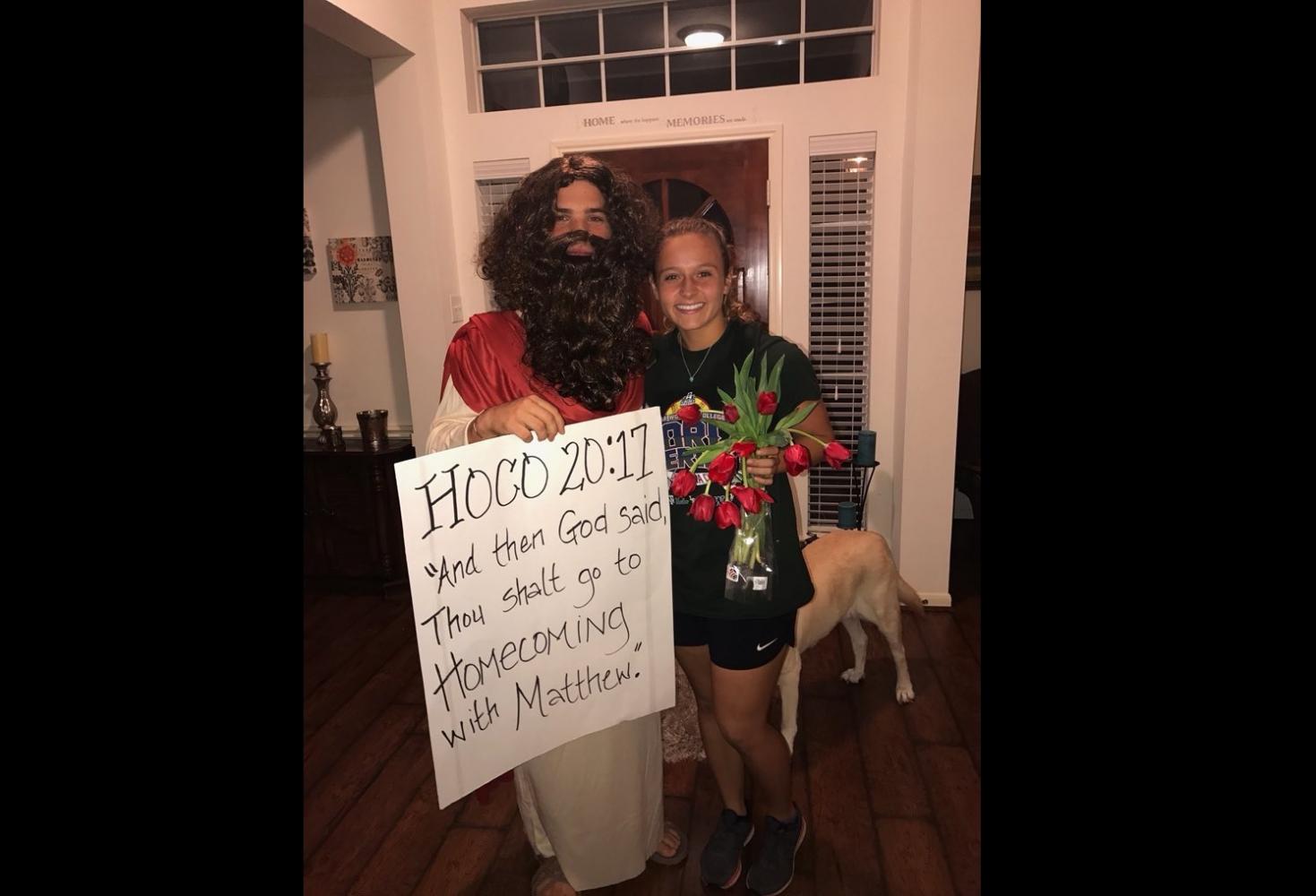 Senior Matthew Fazzino's homecoming proposal to senior Hannah Beckman-Barnes.