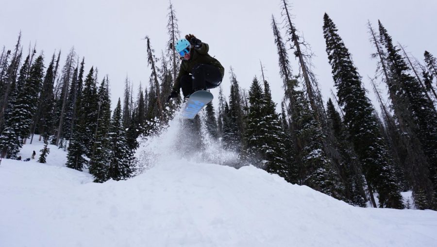 Junior Casey Smoot snowboards in Colorado over spring break.