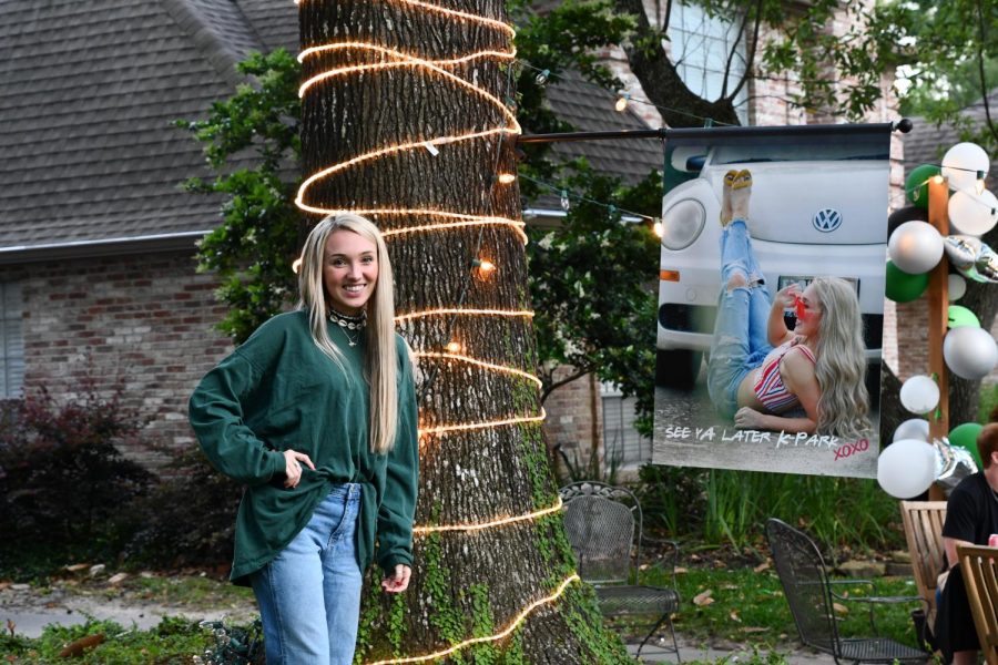 Seniors, like Kyra Ivy, lit up their yards in celebration on May 1. They are finishing their last nine weeks of school from home since distance learning was implemented to keep the community safe. 