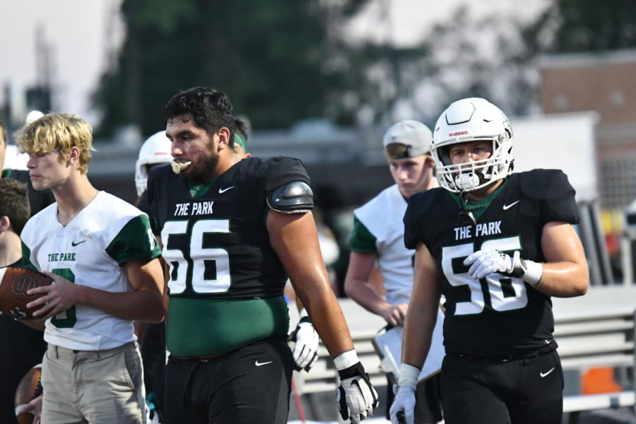 Erick Zapata and Cameron Maxey prepare to return to the field against Barbers Hill Sept. 23.