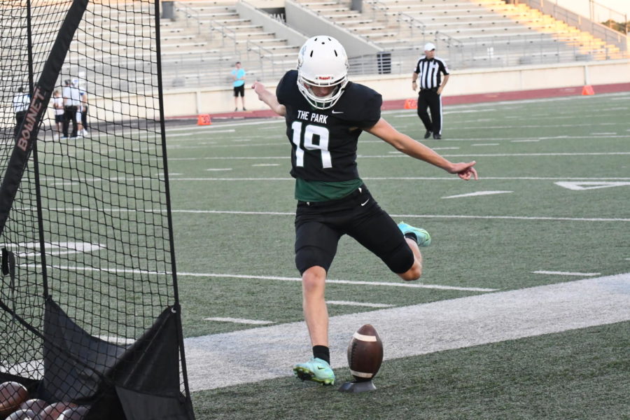 Senior Tony Sterner was the football teams primary kicker and punter the last few years. He will continue kicking at Incarnate Word in the fall. 