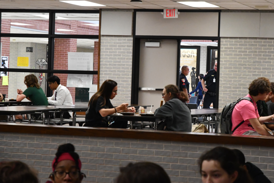 With students scattered throughout the lunch room during C Lunch, principals monitored the cafeteria and police monitored the entrances. 