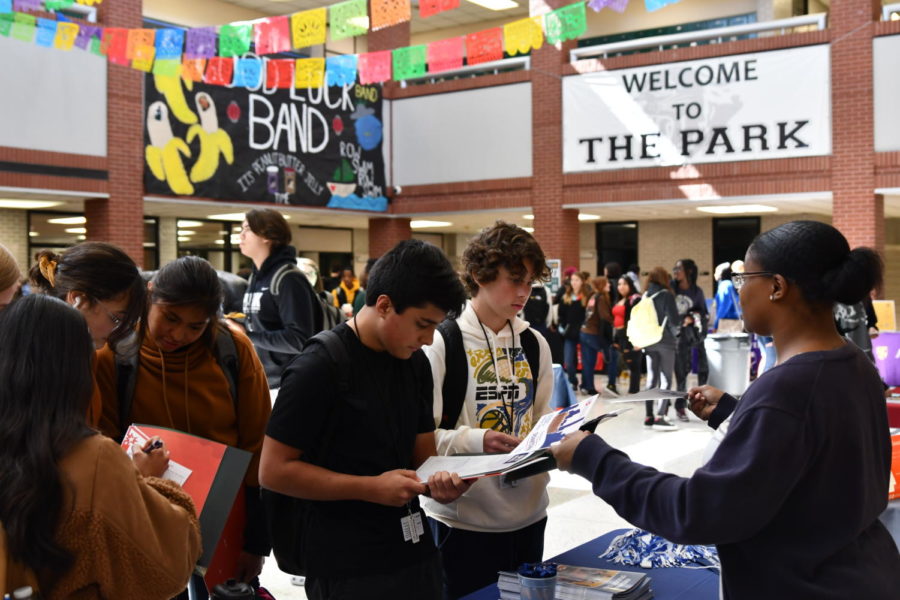 With the commons filled with college representatives, students asked questions and picked up fliers from various schools.