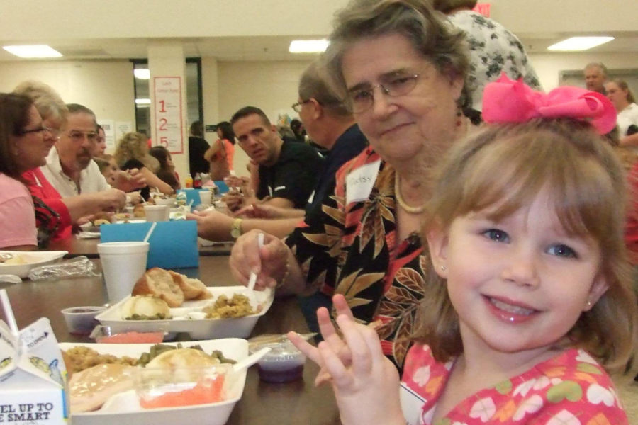 Senior Morgen Dozier with her grandmother Patsy Dozier at the Woodland Hills Elementary Thanksgiving lunch in 2010. 