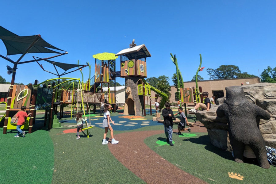 The Elm Grove playground is a popular spot now that it has been completely redesigned.