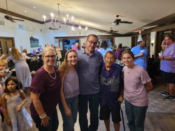 Senior Morgen Dozier enjoys being around family during her Uncle Felixs 90th birthday in Granbury, Texas. On the left is Morgen Doziers mom Tracy Dozier, Doziers older sister Chase, her father Russell, her great uncle Felix, and Morgen. Submitted by Morgen Dozier.