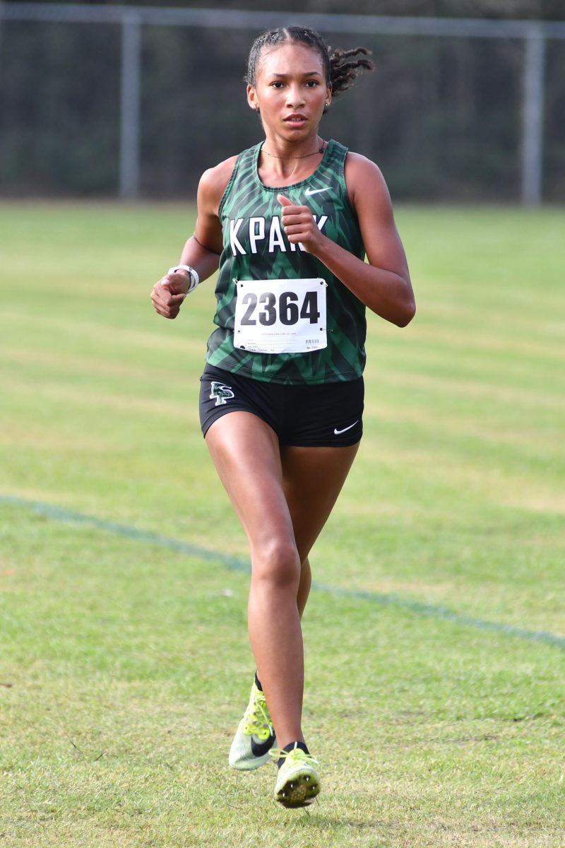 Senior Elina Bailey participates in the district cross country meet at Atascocita High School on Oct. 12. 
