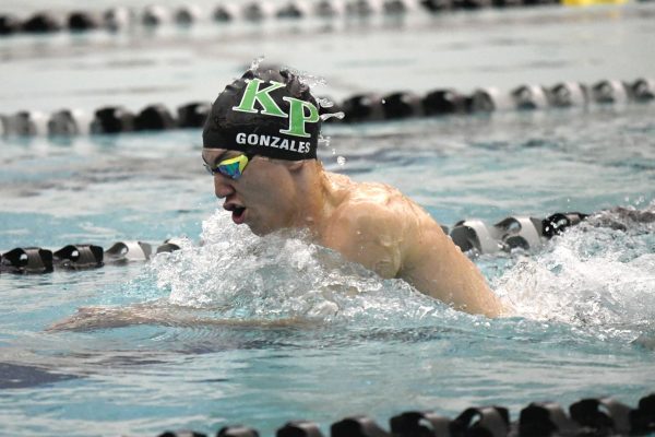 Senior Logan Gonzales competes on senior night. He will compete in the State Championships this weekend.