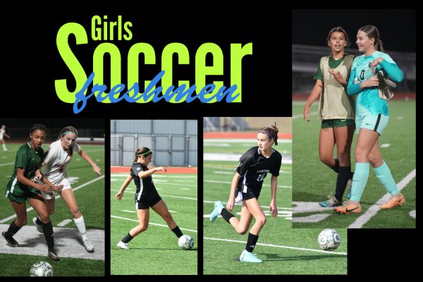 Freshmen Journie Feliciano, Isa Price, Alyssa Toppass, Sydney Ortiz and Peyton Smithson are making an early impact on the girls soccer team. 