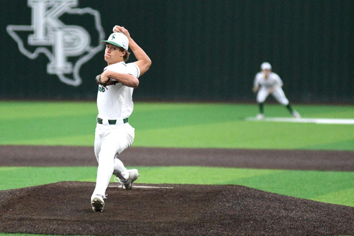Senior Andrew Hennings pitches against Porter on March 19. He threw a no-hitter against Nacogdoches on March 15. 