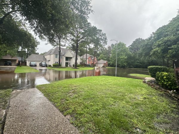 Water fills neighborhood streets as rain flooded neighborhood streets. Submitted by Lindsey Smithson.