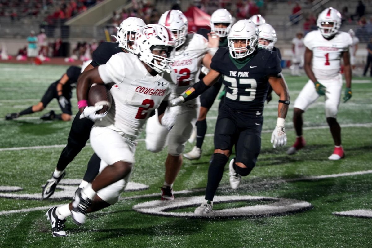 Senior Ivan Reyes sprints to make a tackle against Crosby on Oct. 10. He started playing football for the first time when he moved to Texas from Mexico as a junior in high school.