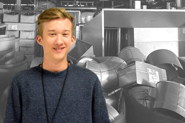 Senior Nolan Datz worked at a internship for one month over the summer. He had planned to become a welder, but he changed his mind after the internship. Photo of manufacturing facility by Nolan Datz. Graphic by Kaitlyn Sitton.