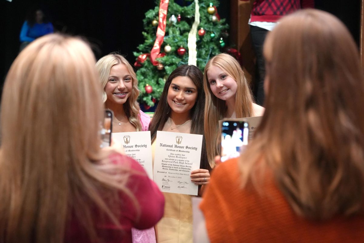 Sophomores Allison Talley, Quinn Rodriguez, and Courtney Scott pose for a picture after the ceremony together.