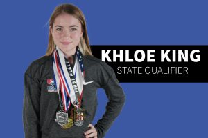 Senior Khloe King will compete in the State Championships today. She will compete in the 100-pound weight class.