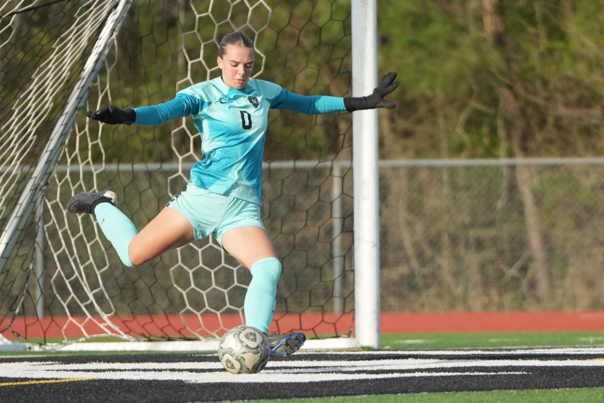 Goalkeeper Peyton Smithson takes a goal kick against Atascocita on March 17. 