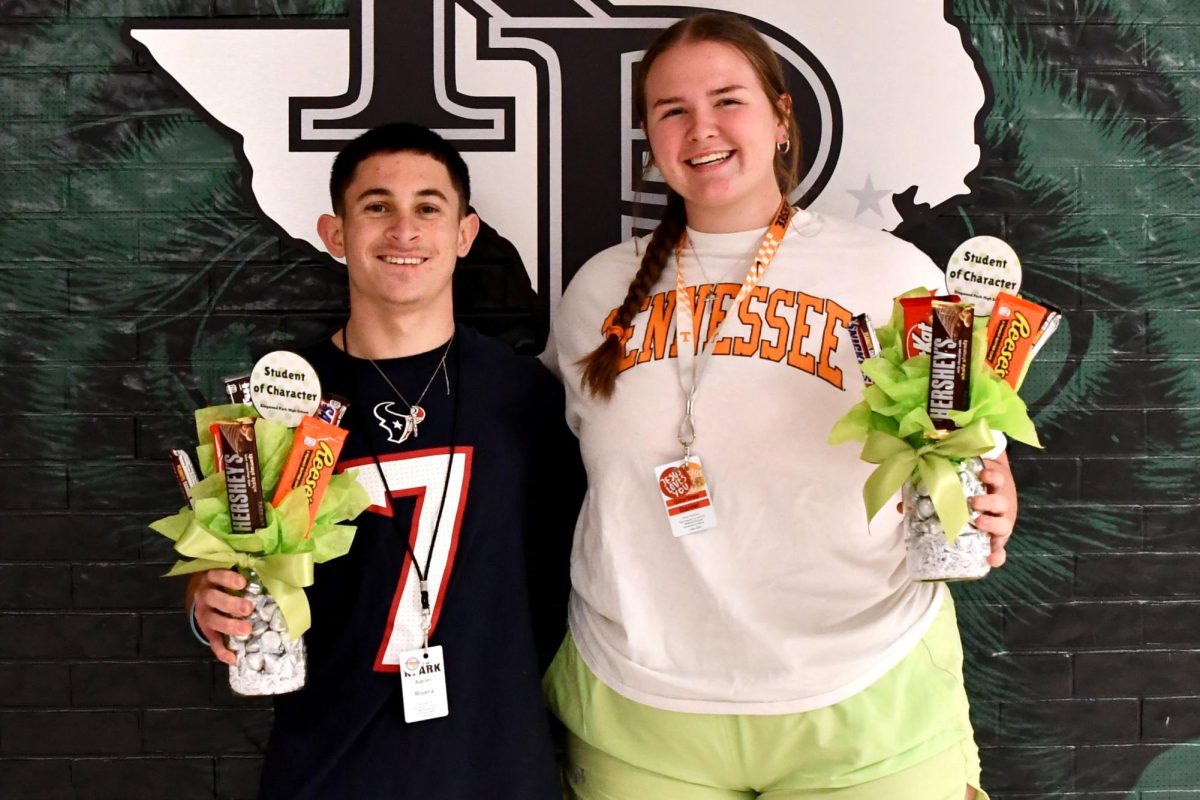 Seniors Aaron Rivera and Courtney Daniel earn Student of Character honors on March 3. 