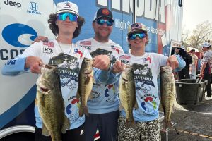 Juniors Will Weller and Ty Perthius showcase some of their big catches from a fishing tournament earlier this season. The boys competed in the regional tournament last weekend. Photo submitted by Jill Weller.