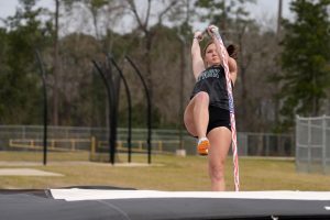 Junior Emilee Smith will compete in the pole vault at the state championships today. She won the region tournament to advance for the first time. 
