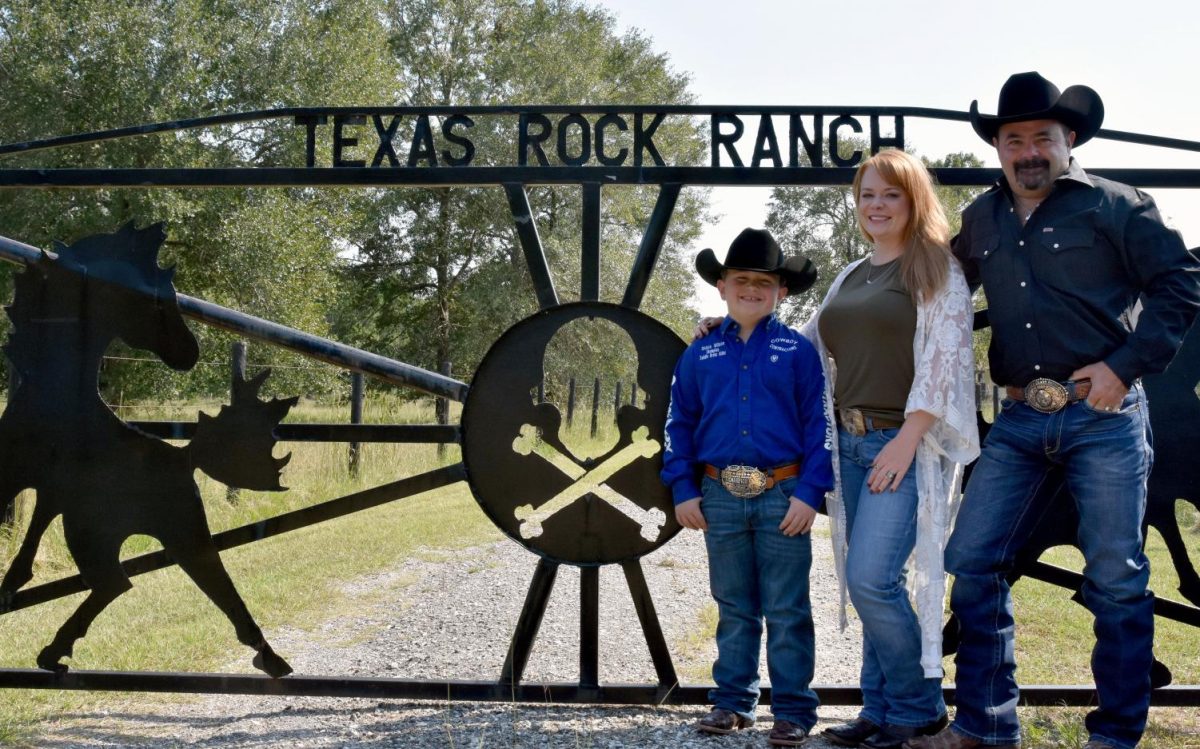Shiloh, Amber and Jeff Wilson at their ranch in Coldspring, Texas, in Oct. 2022. The family used to escape to their ranch when their schedules allowed.