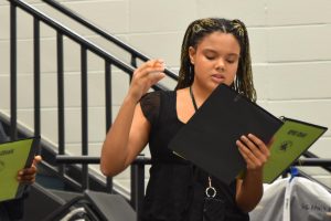 Senior Amara Amadi practices during choir class on Sept. 22. Amadi was one of 15 students who advanced in the first round of pre-Area competition.
