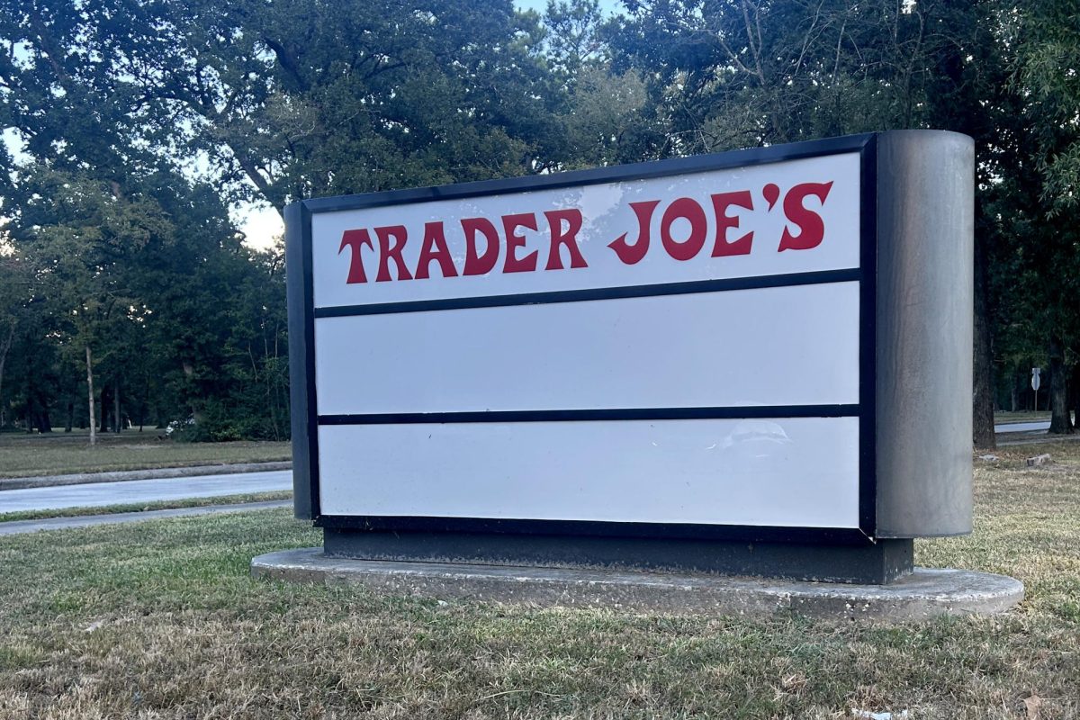 The sign for the new Trader Joe's sits in front of Carrabbas in the front of Kingwood on Kingwood Drive. The opening of the new grocery store is still unknown.