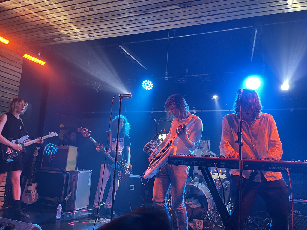 New York City-based indie rock group Geese performing at White Oak Music Hall Upstairs, Houston on May 5, 2024.  Photo credit: Redolta, CC BY 4.0 via Wikimedia Commons