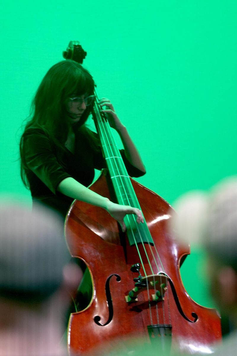Junior bassist Isabella Garcia performs in the Panther Beginning Strings concert in September. She learned to play the piano last year, and she plays the violin in the chamber orchestra.