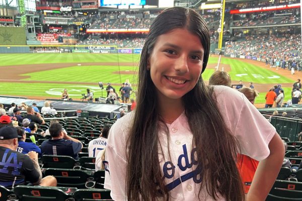 Junior Sydney Ortiz awaits the start of the Astros-Dodgers game at Minute Maid Park on July 26, 2024. She has attended four Dodgers games in the last two years between stops in Houston, St. Louis and Los Angeles. Photo submitted by Sydney Ortiz.