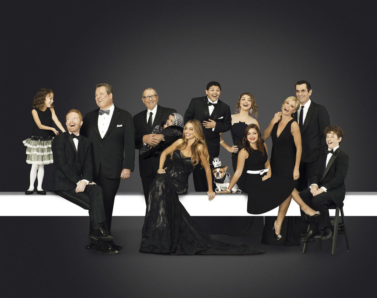 MODERN FAMILY - ABC's "Modern Family" stars Aubrey Anderson-Emmons as Lily, Jesse Tyler Ferguson as Mitchell, Eric Stonestreet as Cameron, Ed O'Neill as Jay, Sofía Vergara as Gloria, Rico Rodriguez as Manny, Sarah Hyland as Haley, Ariel Winter as Alex, Julie Bowen as Claire, Ty Burrell as Phil and Nolan Gould as Luke.  (ABC/Bob D'Amico - CC BY-ND 2.0)