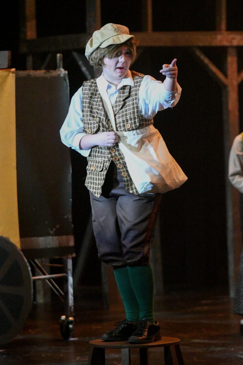 Sophomore Eleanor Durand performs as Toby in "Sweeney Todd" this weekend. Durand is acting and singing in her first musical, alongside her brother who plays Sweeney Todd.