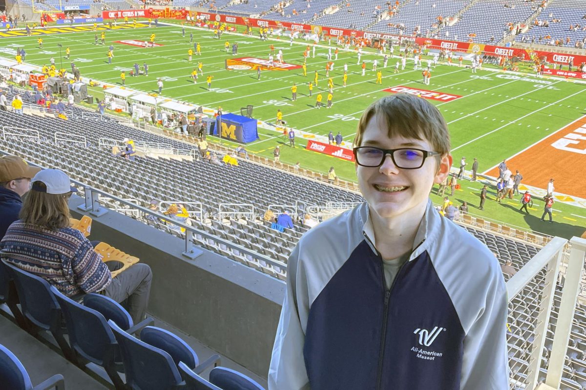 Junior Jeremiah Head scouts out the Citrus Bowl stadium prior to performing at halftime of the game between Texas and Michigan on Dec. 31, 2025. Photo courtesy of Theresa Head.