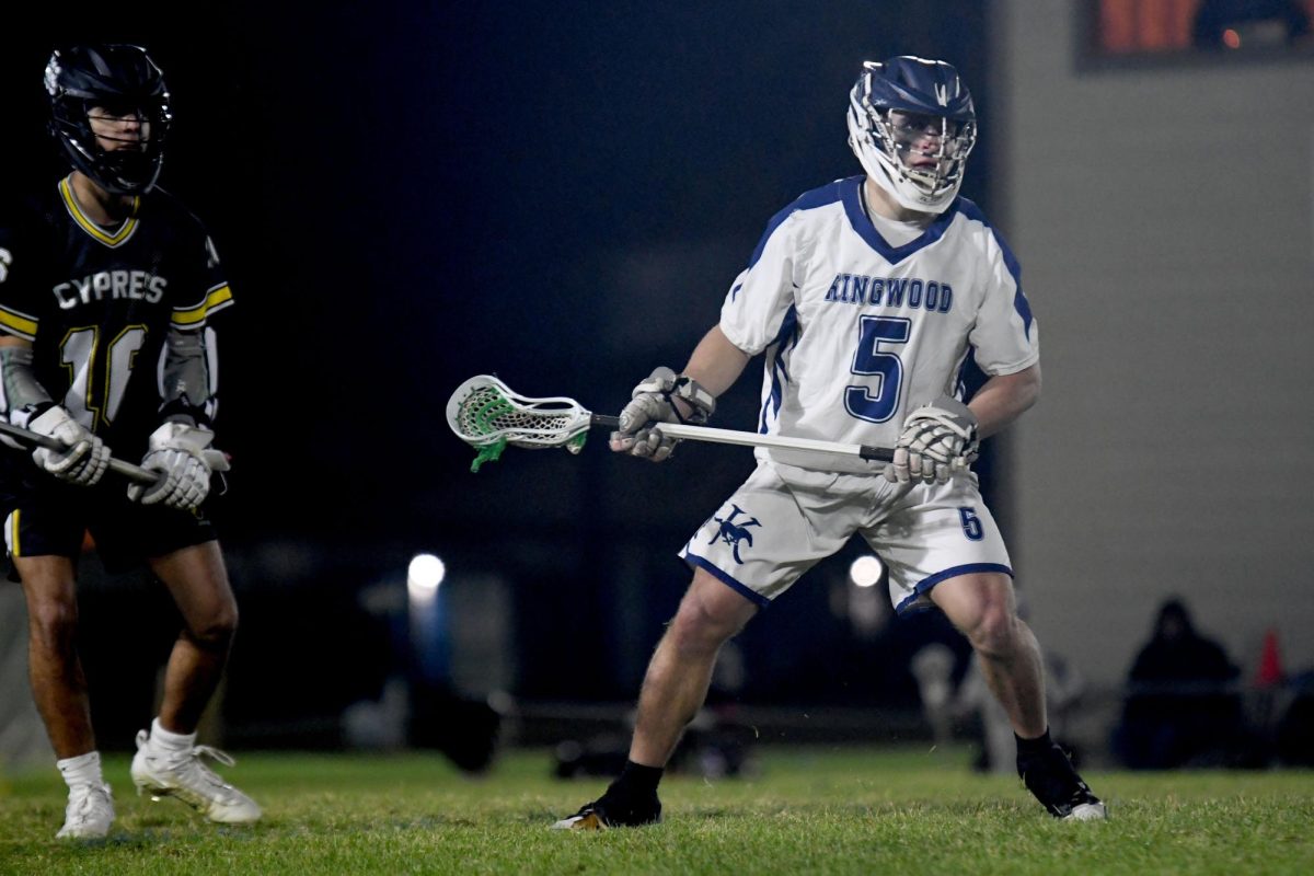 Senior Cooper Wolocko watches as the ball is passed to him. Wolocko attends Kingwood Park but plays on the Kingwood club team.