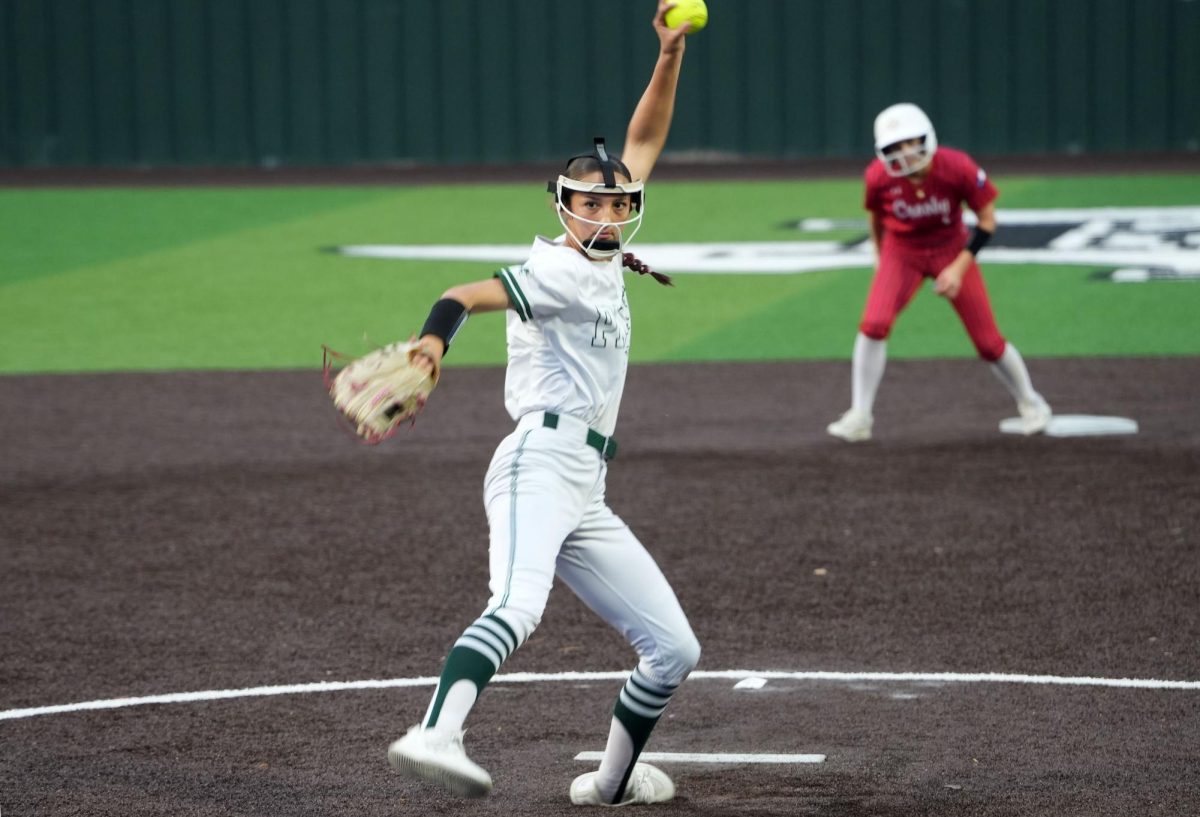 Freshman Trinity Brents pitches against Crosby in a 3-2 victory on March 10. Brents leads the team with 59 strikeouts.