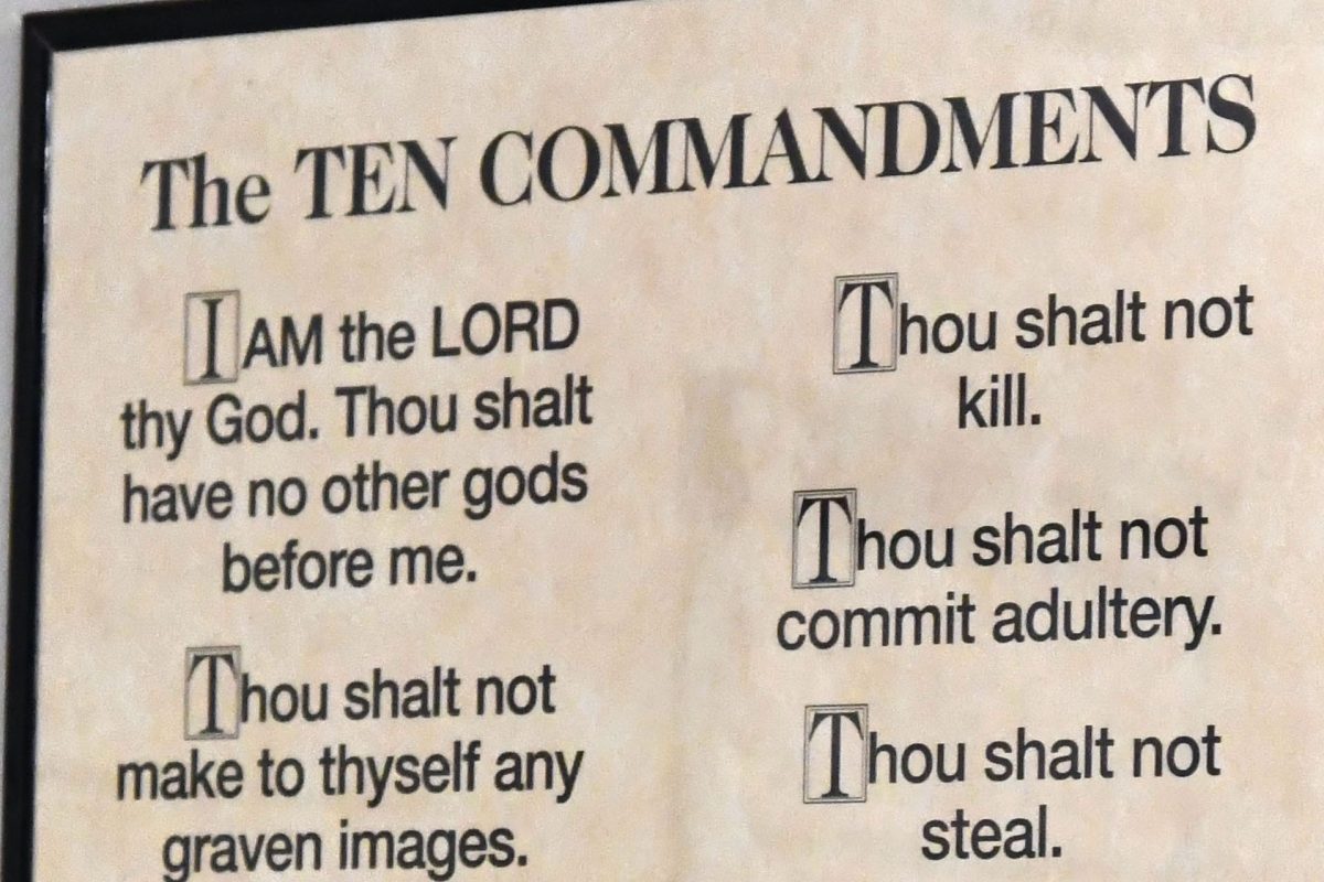 The Ten Commandments hang in every classroom at Kingwood Park, complying with the state law passed over the summer.