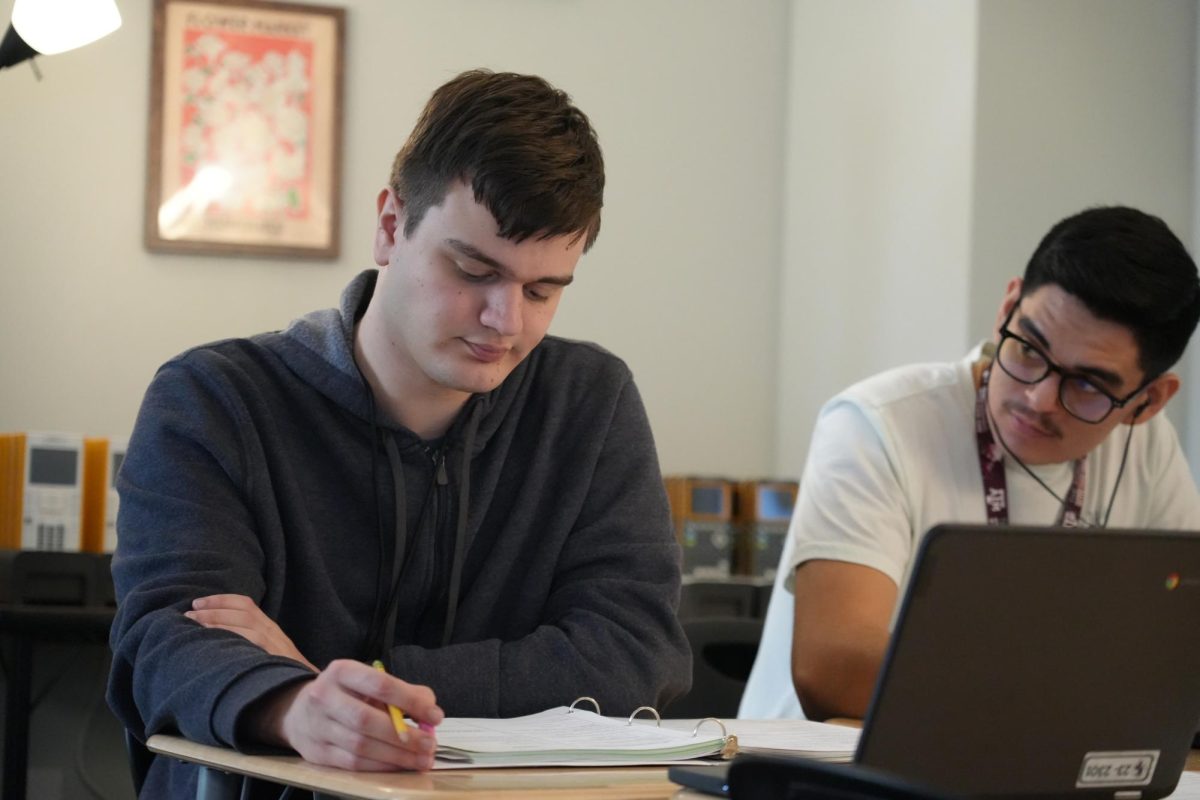 Senior Jacob Rother works on homework during Calculus BC. He will the school's only representative at the State UIL Academic Meet at the University of Texas-Austin on May 18-19.
