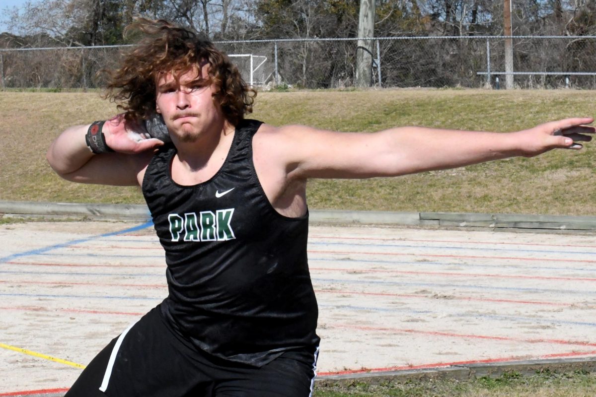 Senior Dakoda Dement competes in the shot put at a track meet on Feb. 7. He qualified for State for the second year in a row. 